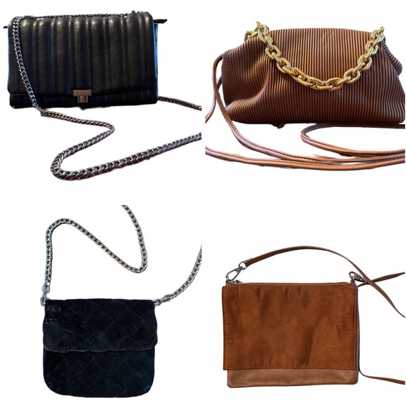 4 crossbody bags:Zara quilted;black suede;brown dumpling gold chain;brown suede - Picture 1 of 16